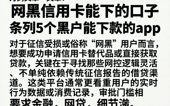 网黑信用卡能下的口子，条列5个黑户能下款的app