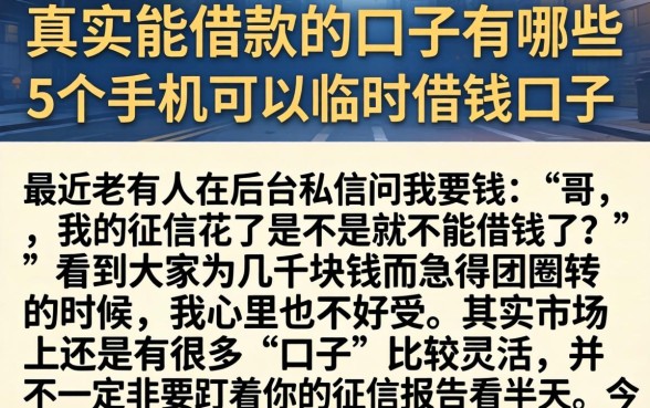 真实能借款的口子有哪些，细致阐述5个手机可以临时借钱的口子