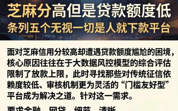 芝麻分高但是贷款额度低，条列五个无视一切是人就下款平台