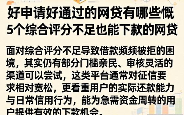好申请好通过的网贷有哪些,概括5个综合评分不足也能下款的网贷