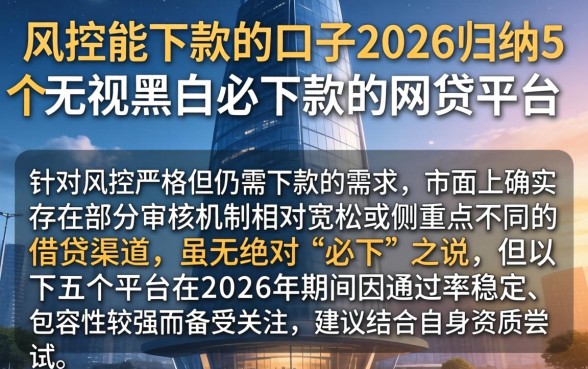 风控能下款的口子2026，归纳5个无视黑白必下款的网贷平台