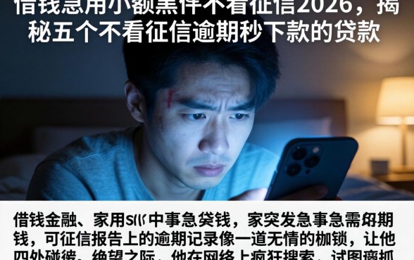 借钱急用小额黑户不看征信2026，揭秘五个不看征信逾期秒下款的贷款