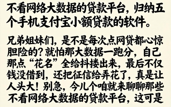 不看网络大数据的贷款平台，归纳五个手机支付宝小额贷款的软件