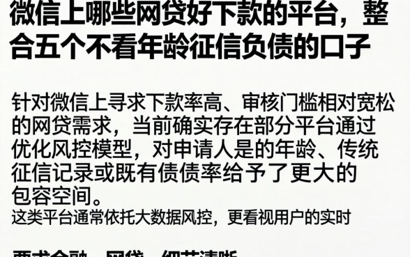 微信上哪些网贷好下款的平台，整合五个不看年龄征信负债的口子