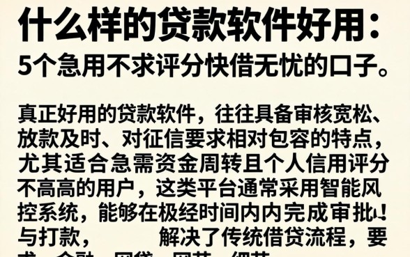 什么样的贷款软件好用，详细阐述5个急用不求评分快借无忧的口子