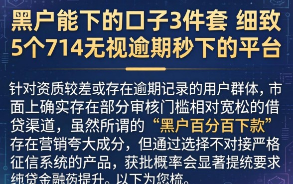 黑户能下的口子3件套，细致阐述5个714无视逾期秒下的平台