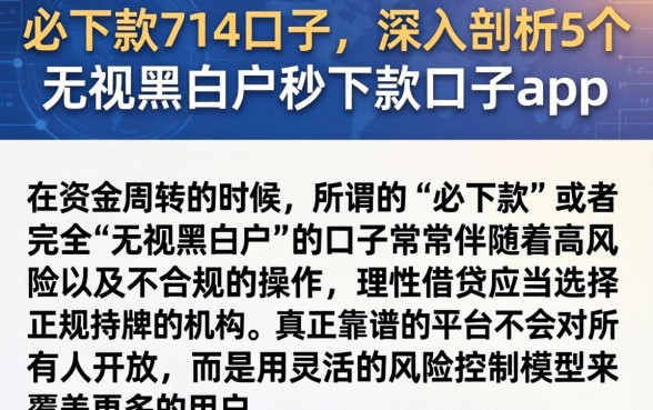 必下款的714口子，深入剖析5个无视黑白户秒下款口子app
