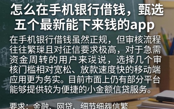 怎么在手机银行借钱，甄选五个最新能下来钱的app