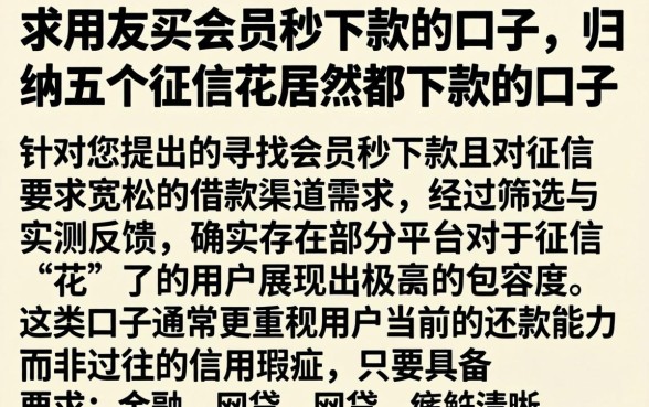 求网友买会员秒下款的口子，归纳五个征信花居然都下款的口子