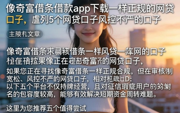 像奇富借条借款app下载一样正规的网贷口子，胪列5个网贷口子风控不严的口子