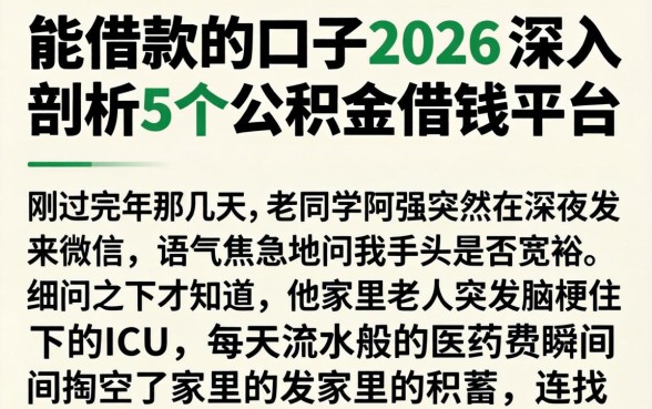 能借款的口子2026，深入剖析5个公积金借钱平台