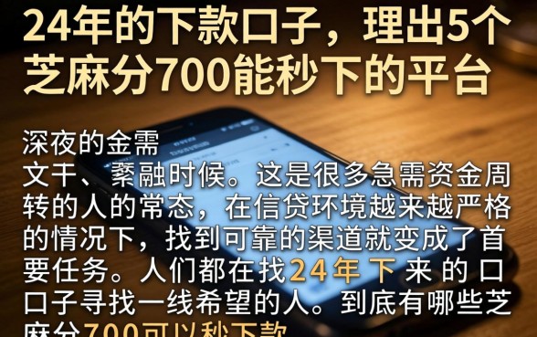 24年的下款口子，理出5个芝麻分700能秒下的平台