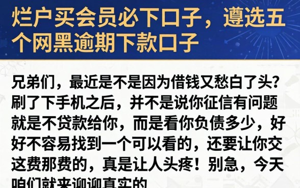 烂户买会员必下口子，遴选五个网黑逾期下款口子