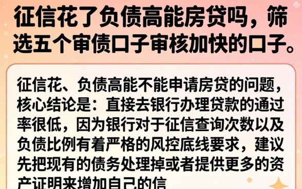 征信花了负债高能房贷吗，筛选五个审贷口子审核加快的口子