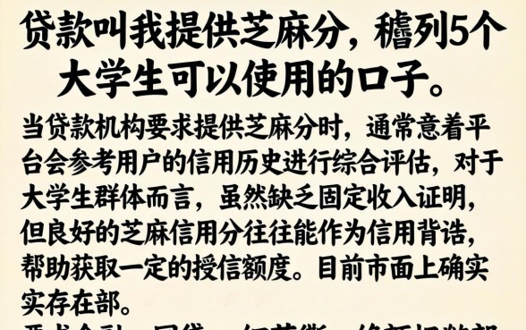 贷款叫我提供芝麻分，胪列5个大学生可以使用的口子