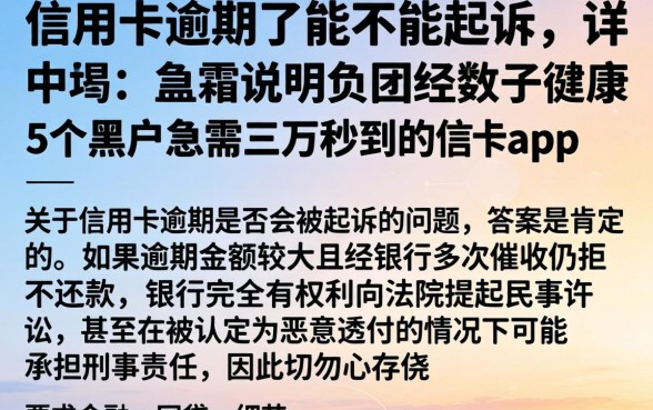 信用卡逾期了能不能起诉,详尽说明5个黑户急需三万秒到的的app