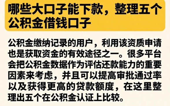 哪些大口子能下款，整理五个公积金借钱口子