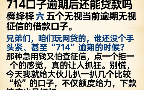 714口子逾期后还能贷款吗，枚举五个无视当前逾期无视征信的借款口子