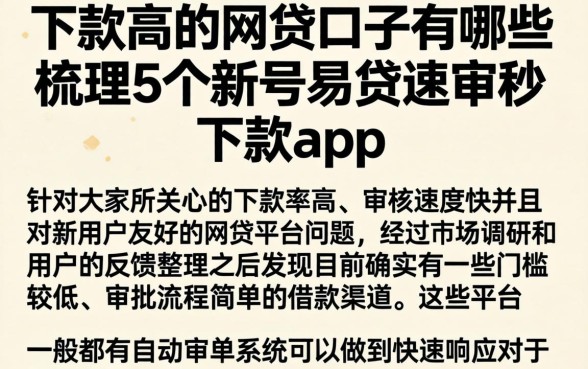 下款高的网贷口子有哪些，梳理5个新号易贷速审秒下款app