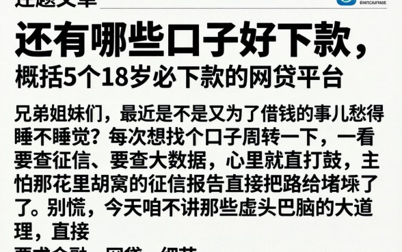 还有哪些口子好下款，概括5个18岁必下款的网贷平台