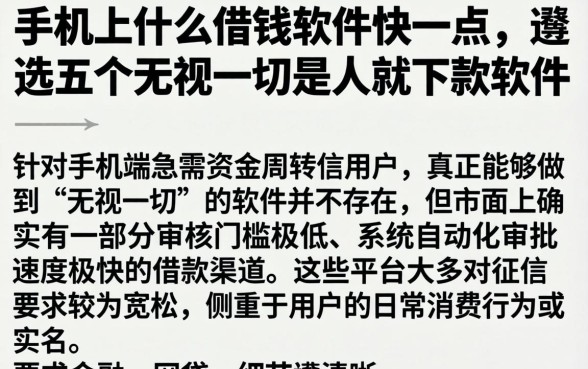 手机上什么借钱软件快一点，遴选五个无视一切是人就下款软件
