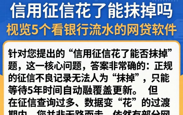 信用征信花了能抹掉吗，概览5个看银行流水的网贷软件