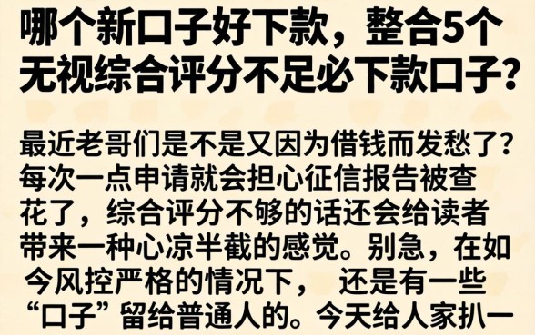 哪个新口子好下款，整合5个无视综合评分不足必下款口子