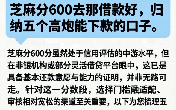 芝麻分600去那借款好，归纳五个高炮能下款的口子