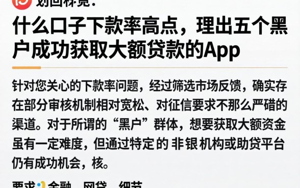 什么口子下款率高点，理出五个黑户成功获取大额贷款的app