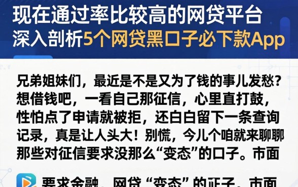 现在通过率比较高的网贷平台，深入剖析5个网贷黑口子必下款app