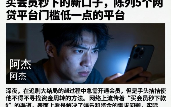 买会员秒下的新口子，陈列5个网贷平台门槛低一点的平台