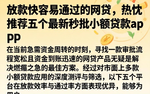 放款快容易通过的网贷，热忱推荐五个最新秒批小额贷款app