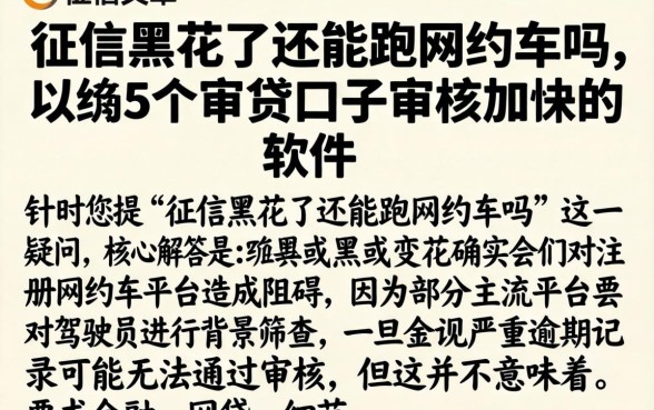 征信黑花了还能跑网约车吗，归纳5个审贷口子审核加快的软件