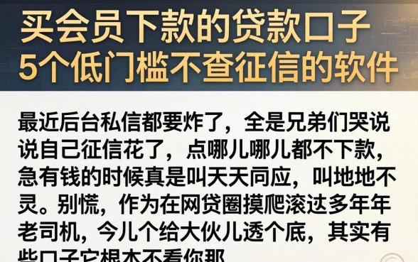 买会员下款的贷款口子，概括5个低门槛不查征信的软件