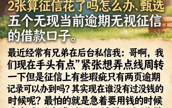 2张算征信花了吗怎么办，甄选五个无视当前逾期无视征信的借款口子
