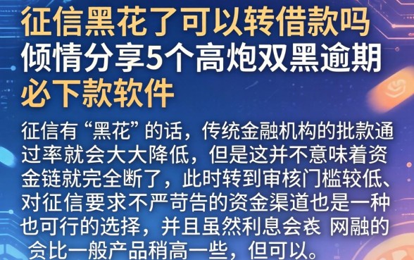 征信黑花了可以转借款吗，倾情分享5个高炮双黑逾期必下款软件