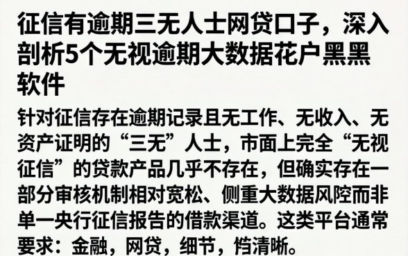 征信有逾期三无人士网贷口子,深入剖析5个无视逾期大数据花户黑户软件