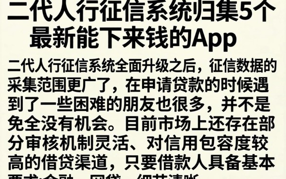 二代人行征信系统，归集5个最新能下来钱的app