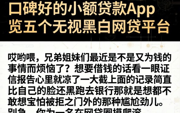 口碑好的小额贷款app，概览五个无视黑白的网贷平台