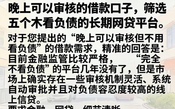 晚上可以审核的借款口子，筛选五个不看负债的长期网贷平台