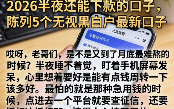 2026半夜还能下款的口子，陈列5个无视黑白户最新口子