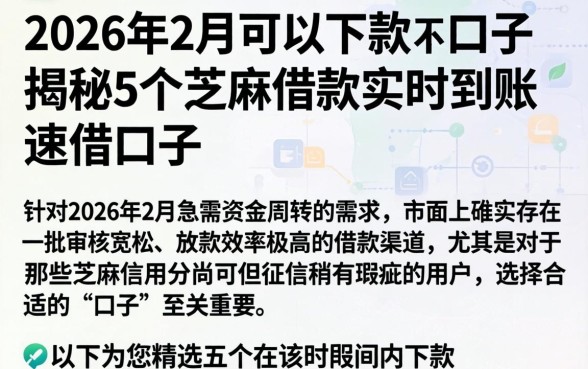 2026年2月可以下款的口子，揭秘5个芝麻借款实时到账速借口子