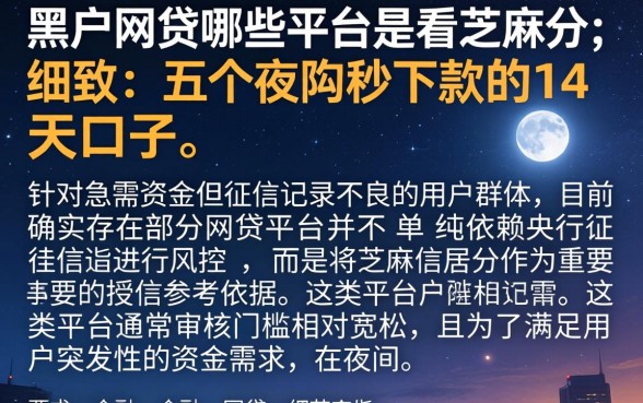 黑户网贷哪些平台是看芝麻分，细致阐述五个夜间秒下款的14天口子