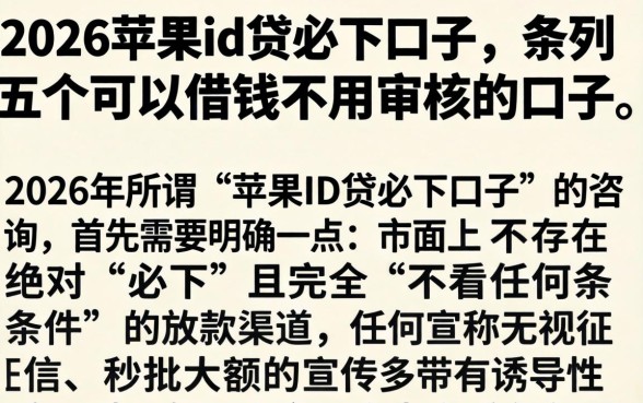 2026苹果id贷必下口子，条列五个可以借钱不用审核的口子