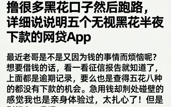 撸很多黑花口子然后跑路，详尽说明五个无视黑花半夜下款的网贷app