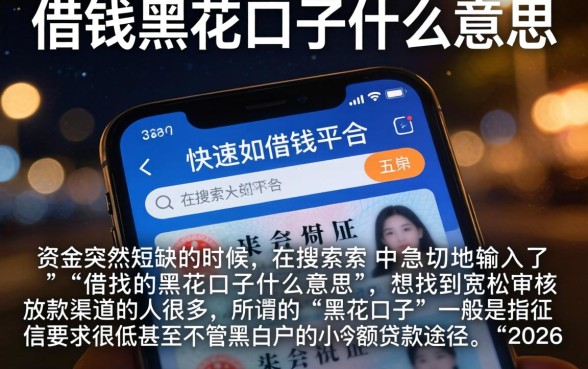 借钱的黑花口子什么意思，归纳五个手机和身份证快速借钱平台