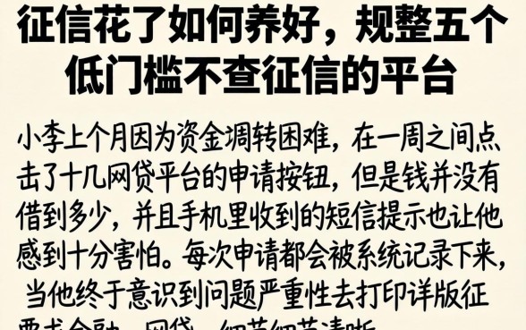 征信花了如何养好，规整五个低门槛不查征信的平台