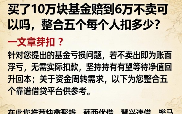 买了10万块基金赔到6万不卖可以吗,整合五个每个人扣多少?