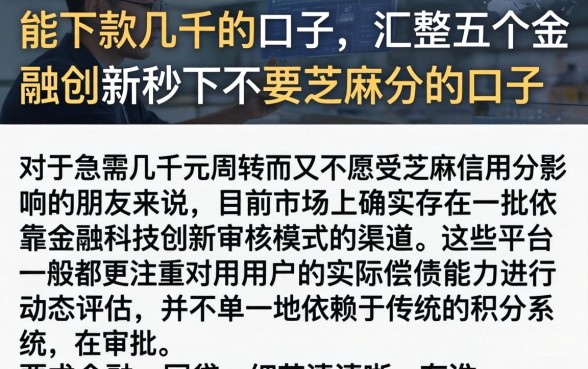 能下款几千的口子，汇整五个金融创新秒下不要芝麻分的口子