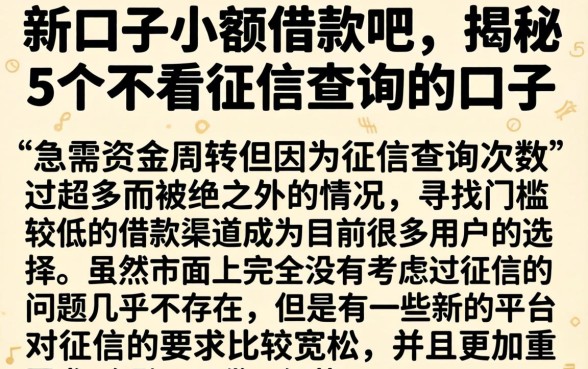 新口子小额借款吧，揭秘5个不看征信查询的口子